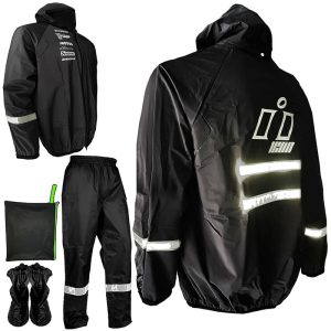 Impermeable Motociclista Termosellado 4 piezas Negro Blanco