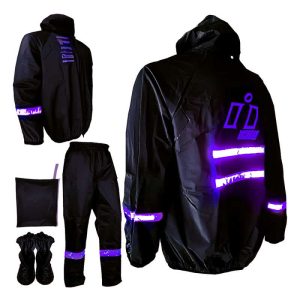Impermeable Motociclista Termosellado 4 piezas Negro Morado